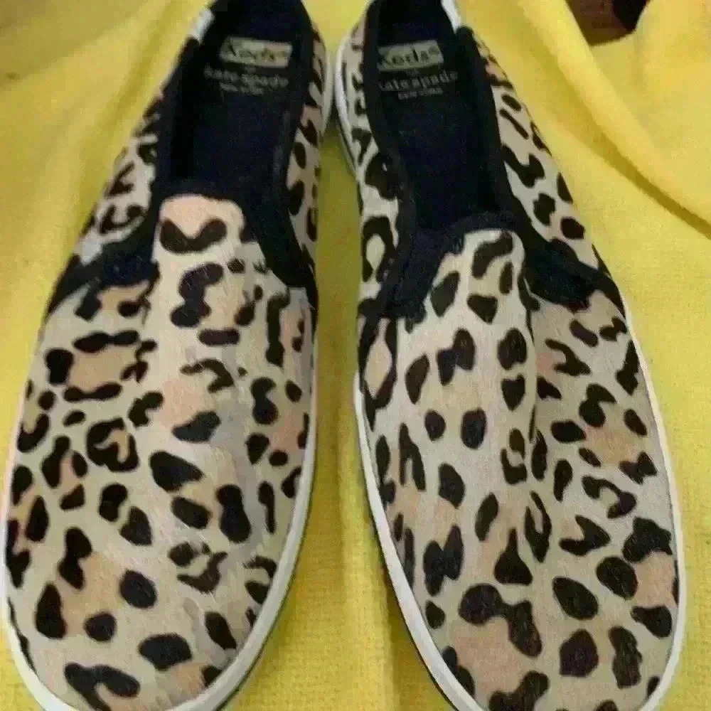 Keds with Kate Spade Leopard tennis slip on Sz 8.